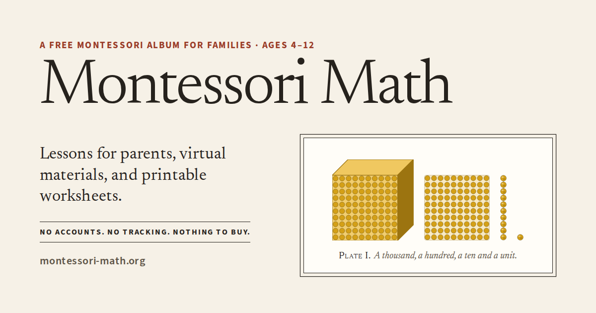 Material Planner Image Montessori Math — Lessons, Materials & Worksheets